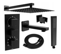 Mexen Cube DR02 conjunto de bañera-ducha empotrado con ducha de lluvia de 25 cm, negro - 77503DR0225-70 6408 5907709136656