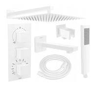 Mexen Cube DR02 conjunto de baño-ducha empotrado con rociador de 30 cm, blanco - 77503DR0230-20 6402 5907709136472