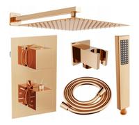 Mexen Cube DR02 conjunto de ducha empotrada con rociador de 30 cm, oro rosa - 77502DR0230-60 6392 5907709136540