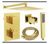Mexen Cube DR02 conjunto de ducha empotrado con rociador de 25 cm, dorado - 77502DR0225-50 6413 5907709161078