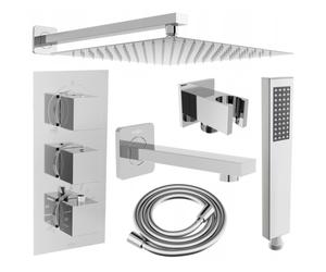 Mexen Cube DR02 conjunto de ducha-lluvia empotrado con alcachofa 25 cm, cromo - 77503DR0225-00 6399 5907709106604