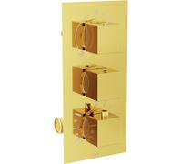 Mexen Cube grifo de bañera-ducha termostático de 3 salidas, dorado - 77503-50 405 5907709119048