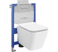 Mexen Cube set empotrado WC estructura Fenix XS-U con taza WC y asiento de cierre suave, blanco brillo - 68530924000 13012 5907709163560