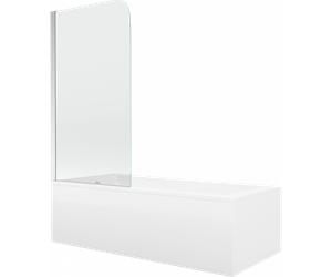 Mexen Cubik bañera rectangular 150 x 70 cm con carcasa y biombo de 1 hoja 75 cm, transparente, cromo - 550315070X9007510100 12980 5907709161962