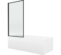 Mexen Cubik bañera rectangular 150 x 70 cm con carcasa y mampara de 1 hoja 70 cm, patrón negro - 550315070X9307017070 12998 5907709162051