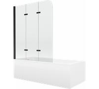 Mexen Cubik bañera rectangular 150 x 70 cm con carcasa y mampara de 3 hojas 120 cm, transparente, negro - 550315070X9012037000 12990 5907709162020