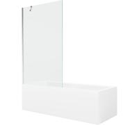 Mexen Cubik bañera rectangular 150 x 70 cm con panel y mampara de 1 hoja 100 cm, transparente, cromo - 550315070X9510000001 22089 5905315203151