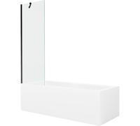 Mexen Cubik bañera rectangular 150 x 70 cm con panel y mampara de 1 hoja 60 cm, transparente, negro - 550315070X9506000070 22097 5905315203236