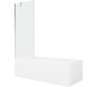 Mexen Cubik bañera rectangular 150 x 70 cm con panel y mampara de 1 hoja 70 cm, transparente, cromo - 550315070X9507000001 22086 5905315203120