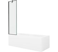 Mexen Cubik bañera rectangular 150 x 70 cm con panel y pantalla de 1 hoja 50 cm, diseño negro - 550315070X9505007070 22102 5905315203281