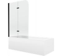 Mexen Cubik bañera rectangular 150 x 70 cm con revestimiento y mampara de 2 alas 100 cm, transparente, negro 12986 5907709162013