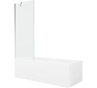 Mexen Cubik bañera rectangular 160 x 70 cm con carcasa y mampara de 1 hoja 70 cm, transparente, cromo - 550316070X9507000001 22116 5905315203427