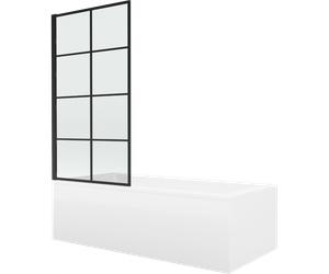 Mexen Cubik bañera rectangular 160 x 70 cm con cubierta y mampara de 1 hoja de 70 cm, diseño negro - 550316070X9307017077 13039 5907709162228