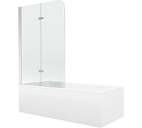 Mexen Cubik bañera rectangular 160 x 70 cm con revestimiento y biombo de 2 hojas 100 cm, transparente, cromo 13027 5907709162167