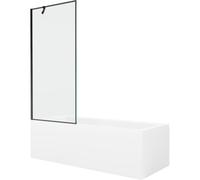 Mexen Cubik bañera rectangular 160 x 70 cm con revestimiento y mampara de 1 hoja 80 cm, diseño negro - 550316070X9508007070 22135 5905315203618