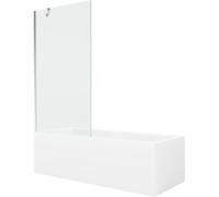Mexen Cubik bañera rectangular 160 x 70 cm con revestimiento y mampara de 1 hoja de 90 cm, transparente, cromo 22118 5905315203441