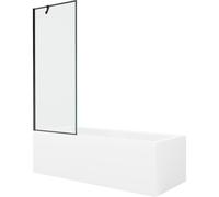 Mexen Cubik bañera rectangular 160 x 70 cm con revestimiento y pantalla de 1 hoja 70 cm, diseño negro - 550316070X9507007070 22134 5905315203601