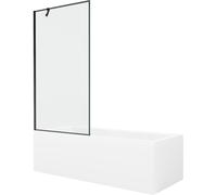 Mexen Cubik bañera rectangular 160 x 70 cm con revestimiento y pantalla de 1 hoja 90 cm, diseño negro - 550316070X9509007070 22136 5905315203625