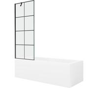 Mexen Cubik bañera rectangular 170 x 70 cm con carcasa y mampara de 1 hoja de 70 cm, diseño negro - 550317070X9507007077 22170 5905315203069
