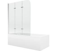 Mexen Cubik bañera rectangular 170 x 70 cm con carcasa y mampara de 3 paneles de 120 cm, transparente, cromo 13059 5907709107731