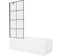 Mexen Cubik bañera rectangular 170 x 70 cm con carcasa y pantalla de 1 hoja 80 cm, patrón negro - 550317070X9508007077 22171 5905315203076