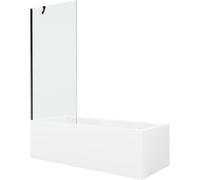 Mexen Cubik bañera rectangular 170 x 70 cm con panel y mampara de 1 hoja 80 cm, transparente, negro - 550317070X9508000070 22159 5905315202956