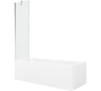 Mexen Cubik bañera rectangular 170 x 70 cm con revestimiento y mampara de 1 hoja 50 cm, transparente, cromo 22144 5905315202802