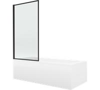 Mexen Cubik bañera rectangular 170 x 70 cm con revestimiento y mampara de 1 hoja 80 cm, diseño negro - 550317070X9308017070 13075 5907709162419