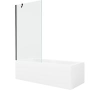 Mexen Cubik bañera rectangular 170 x 70 cm con revestimiento y mampara de 1 hoja 90 cm, transparente, negro 22160 5905315202963