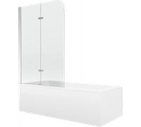 Mexen Cubik bañera rectangular de 150 x 70 cm con revestimiento y mampara de 2 hojas de 100 cm, transparente, cromo 12985 5907709162006