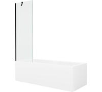 Mexen Cubik bañera rectangular de 170 x 70 cm con panel y mampara de 1 hoja 60 cm, transparente, negro - 550317070X9506000070 22157 5905315202932