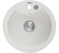 Mexen Diego fregadero de granito 1 compartimento 488 x 480 mm, blanco, sifón cromo - 6512481000-20 4034 5907709194557