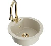 Mexen Diego fregadero de granito de 1 compartimento con grifo de cocina Elia, beige - 6512-69-670101-50 19873 5905315030078