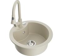 Mexen Diego fregadero de granito de 1 compartimento con grifo de cocina Elia, beige - 6512-69-670101-69 19872 5905315030061