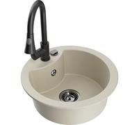 Mexen Diego fregadero de granito de 1 compartimento con grifo de cocina Elia, beige - 6512-69-670101-70 19874 5905315030085