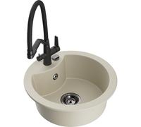Mexen Diego fregadero de granito de 1 cuba con grifo de cocina Duo, beige - 6512-69-671701-70-B 22820 5905315101624