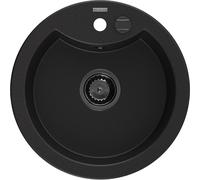 Mexen Diego fregadero de granito de 1 cubeta 488 x 480 mm, negro, sifón negro - 6512481000-77-B 16354 5905315013293