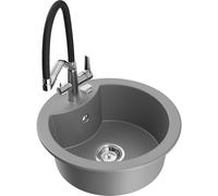 Mexen Diego fregadero de granito de 1 cubeta con grifo de cocina Duo, gris - 6512-71-671701-07 22821 5905315101631