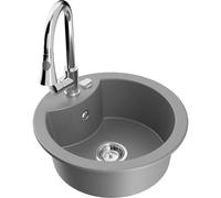Mexen Diego fregadero de granito de 1 cubeta con grifo de cocina Elia, gris - 6512-71-670101-00 19875 5905315030092