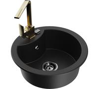 Mexen Diego fregadero de granito de 1 cubeta con grifo de cocina Rita, negro - 6512-77-670300-50-B 17546 5905315020062