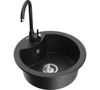 Mexen Diego fregadero de granito de 1 recipiente con grifo de cocina Telma, negro/plateado - 6512-73-670200-70 6289 5907709160538