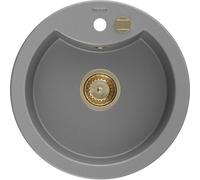 Mexen Diego fregadero de granito de 1 seno 488 x 480 mm, gris, sifón dorado - 6512481000-71-G 16197 5905315012067
