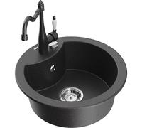 Mexen Diego fregadero de granito de 1 seno con grifo de cocina Carla, negro moteado - 6512-76-670700-76 18219 5905315040527