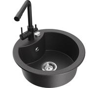 Mexen Diego fregadero de granito de 1 seno con grifo de cocina Duero, negro moteado - 6512-76-671600-70 18204 5905315025135