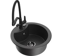 Mexen Diego fregadero de granito de 1 seno con grifo de cocina Duo, negro moteado - 6512-76-671701-70-B 22840 5905315101822