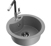 Mexen Diego fregadero de granito de 1 seno con grifo de cocina Flora, gris - 6512-71-670401-07-B 20872 5905315060631