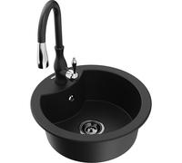 Mexen Diego fregadero de granito de 1 seno con grifo de cocina Savita, negro - 6512-77-672601-70-B 17726 5905315035424