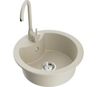 Mexen Diego fregadero de granito de 1 seno con grifo de cocina Telma, beige - 6512-69-670200-69 6285 5907709160491