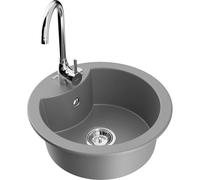 Mexen Diego fregadero de granito de 1 seno con grifo de cocina Telma, gris - 6512-71-670200-00 6286 5907709160507