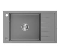 Mexen Elias fregadero de granito de 1 seno con escurridor 795 x 480 mm, gris, sifón cromado - 6511791005-71 4011 5907709194502